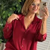 Bordo Saten Gömlek BG793
