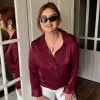 Bordo Saten Gömlek YS01