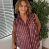 Bordo Taşlı Organze Yarım Kol Gömlek 2620