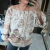 Camel Madonna Yaka Desenli Bluz 21240