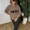 Camel Polo Yaka Baklava Desen Triko K-844