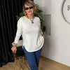 Ekru Bisiklet Yaka Uzun Kollu Bluz 20726