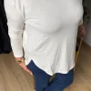 Ekru Bisiklet Yaka Uzun Kollu Bluz 20726