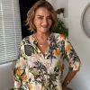 Ekru Çiçek Desenli Flamlı Bluz 5197