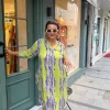 Fıstık Yeşil Desenli Elbise BY222