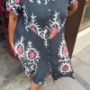 Füme Desenli Düğmeli Elbise BY127