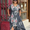 Füme Desenli Düğmeli Elbise BY127