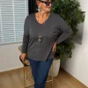 Füme Düz Desen Triko Kazak Y59100
