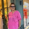 Fuşya Nakışlı Pullu Pamuk Bluz Y9682