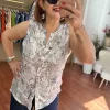 Gri Desenli Kolsuz Bluz 0072