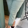 Haki Çizgili Kemerli Pantolon 242975