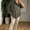 Haki Puantiyeli Saten Gömlek BG893