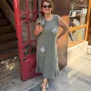 Haki Pul Detaylı Elbise Takım Y5039