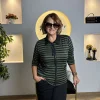 Haki Siyah Çizgili Hırka 7130