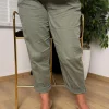 Haki Tokalı Hasır Kemerli Pantolon 53176