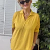 Hardal Polo Yaka Salaş Triko Bluz 1313