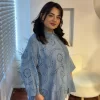 İndigo Fistolu Keten Gömlek 4451