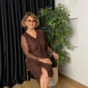 Kahve Dantel Elbise 5517