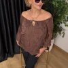 Kahve Desenli Bluz 1152