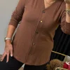 Kahve Düğmeli Hırka 30131