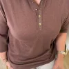 Kahve Polo Yaka Simli Bluz 1311