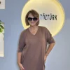 Kahve V Yaka Merserize Triko 1315