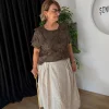 Kahverengi Desenli Bluz 261387
