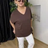 Kahverengi  V Yaka Bluz 613