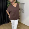 Kahverengi  V Yaka Bluz 613