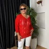 Kırmızı Merserize Triko Bluz 1150