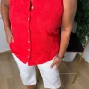 Kırmızı Sıfır Kol Bluz GP-1116k