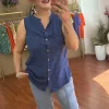 Lacivert Askılı Sıfır Kol Bluz KG-25003
