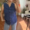 Lacivert Askılı Sıfır Kol Bluz KG-25003