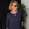 Lacivert Bisiklet Yaka Uzun Kollu Bluz 20726