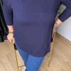 Lacivert Bisiklet Yaka Uzun Kollu Bluz 20726