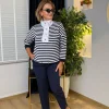 Lacivert Çizgili Bluz 5510