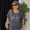Lacivert Desenli Şallı Bluz LDV