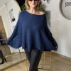 Lacivert Düz Saçak Detay Triko Bluz 10161
