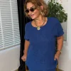Lacivert Kısa Kol Müslin Bluz 2134