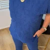 Lacivert Kısa Kol Müslin Bluz 2134