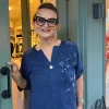 Lacivert Nakışlı Pullu Pamuk Bluz Y9682