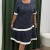 Lacivert Puantiyeli Elbise 8800