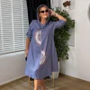 Lila Taşlı Elbise 40168-1