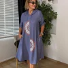 Lila Taşlı Elbise 40168-1