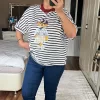 Mavi-Beyaz Çizgili Tişört 50111