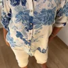 Mavi Çiçek Desenli Bluz 5181