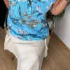 Mavi Çiçek Desenli Kolsuz Bluz Y2000-4
