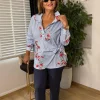 Mavi Çizgili Bluz 23116-1