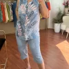 Mavi Desenli Kolsuz Bluz 0072