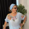 Mavi Desenli Şallı Bluz LDV